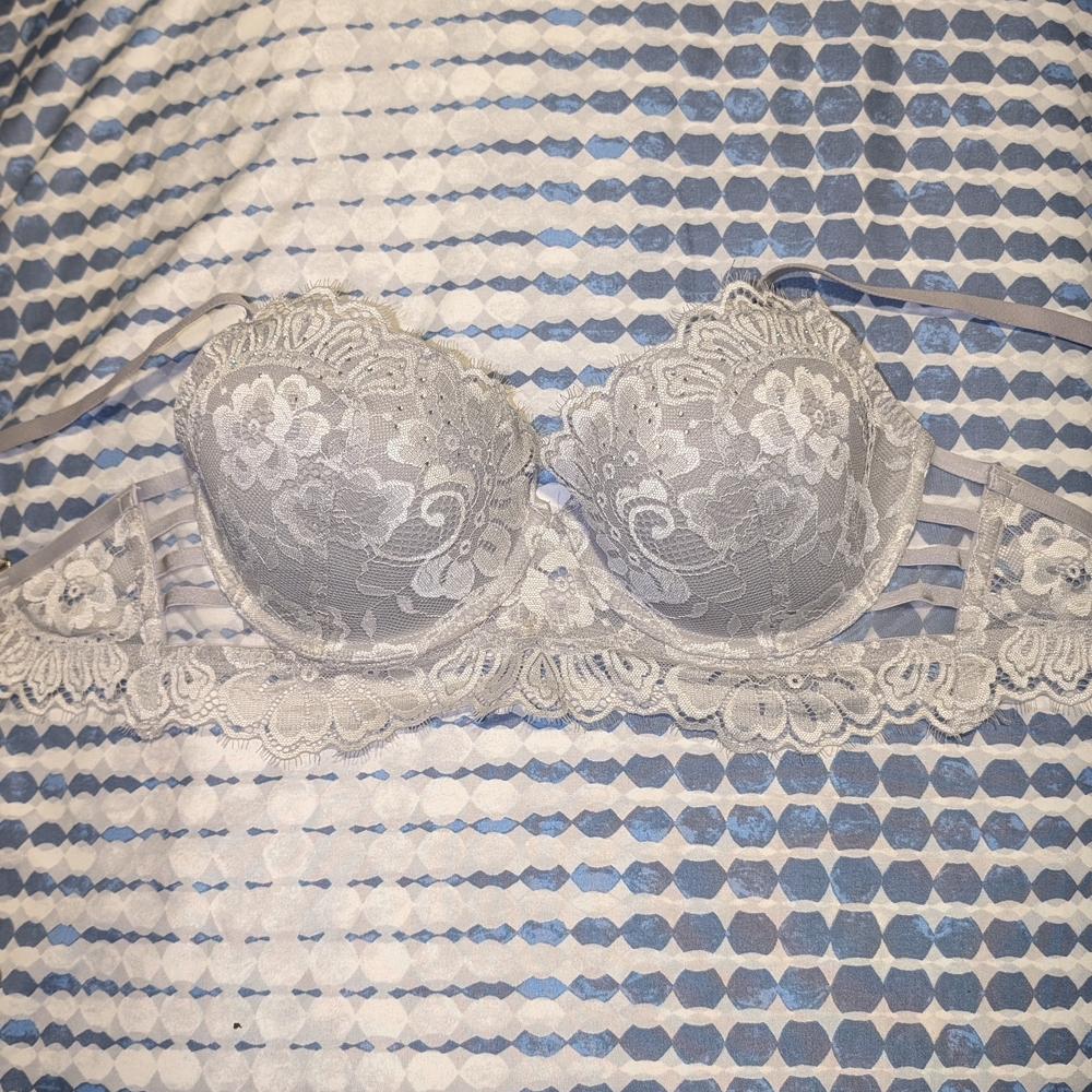 Gray La SENZA 34D Lace Demi Bra